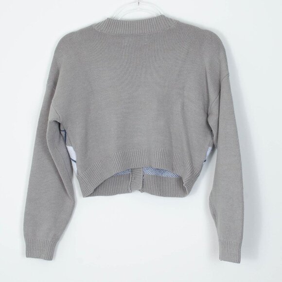 Hollister Easy Crop Button Front Argyle Print Sweater Cardigan Womens Size XS - Picture 8 of 9